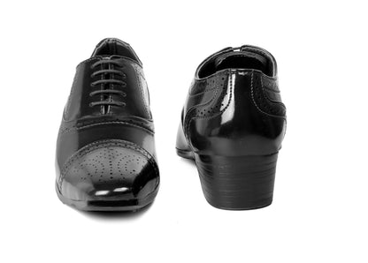 Men's Height Increasing Faux Leather Oxford Semi Brogue Formal Lace-Up Shoes