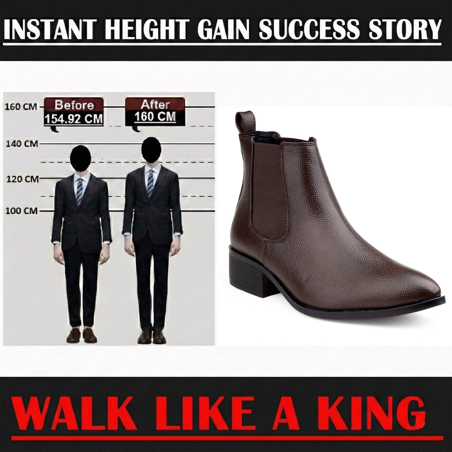 Men’s Elevator Boots 4.5CM Height Increase Comfortable Hidden Lift