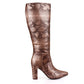 Women's Luxe Faux Snake Knee-High Boots – Black Gloss Finish