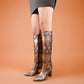 Women's Luxe Faux Snake Knee-High Boots – Black Gloss Finish