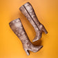 Women's Luxe Faux Snake Knee-High Boots – Black Gloss Finish