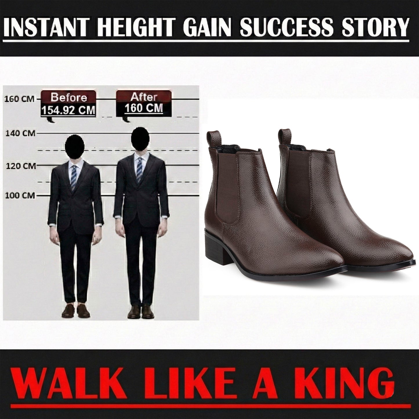 Men’s Height Boost Boots 4.5CM – Stylish & Comfortable