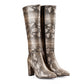 Women's Luxe Faux Snake Knee-High Boots – Black Gloss Finish