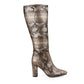 Women's Luxe Faux Snake Knee-High Boots – Black Gloss Finish
