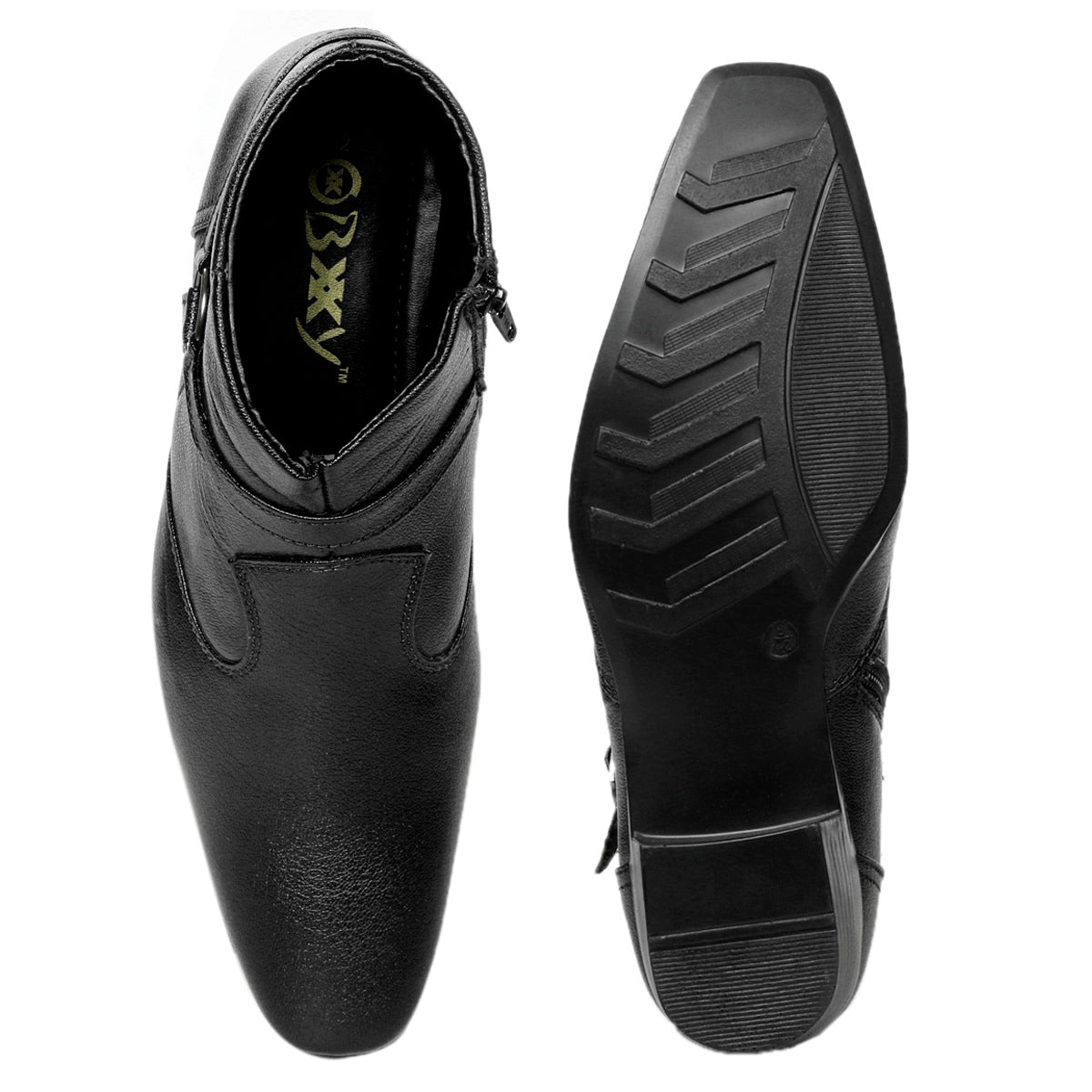 BXXY Men's New Height Increasing with Strapped Zipper and Buckle Boots for All Occassions and All Seasons