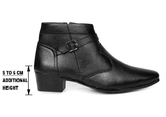 BXXY Men's Height Increasing Vegan Leather Ankle Length Boots