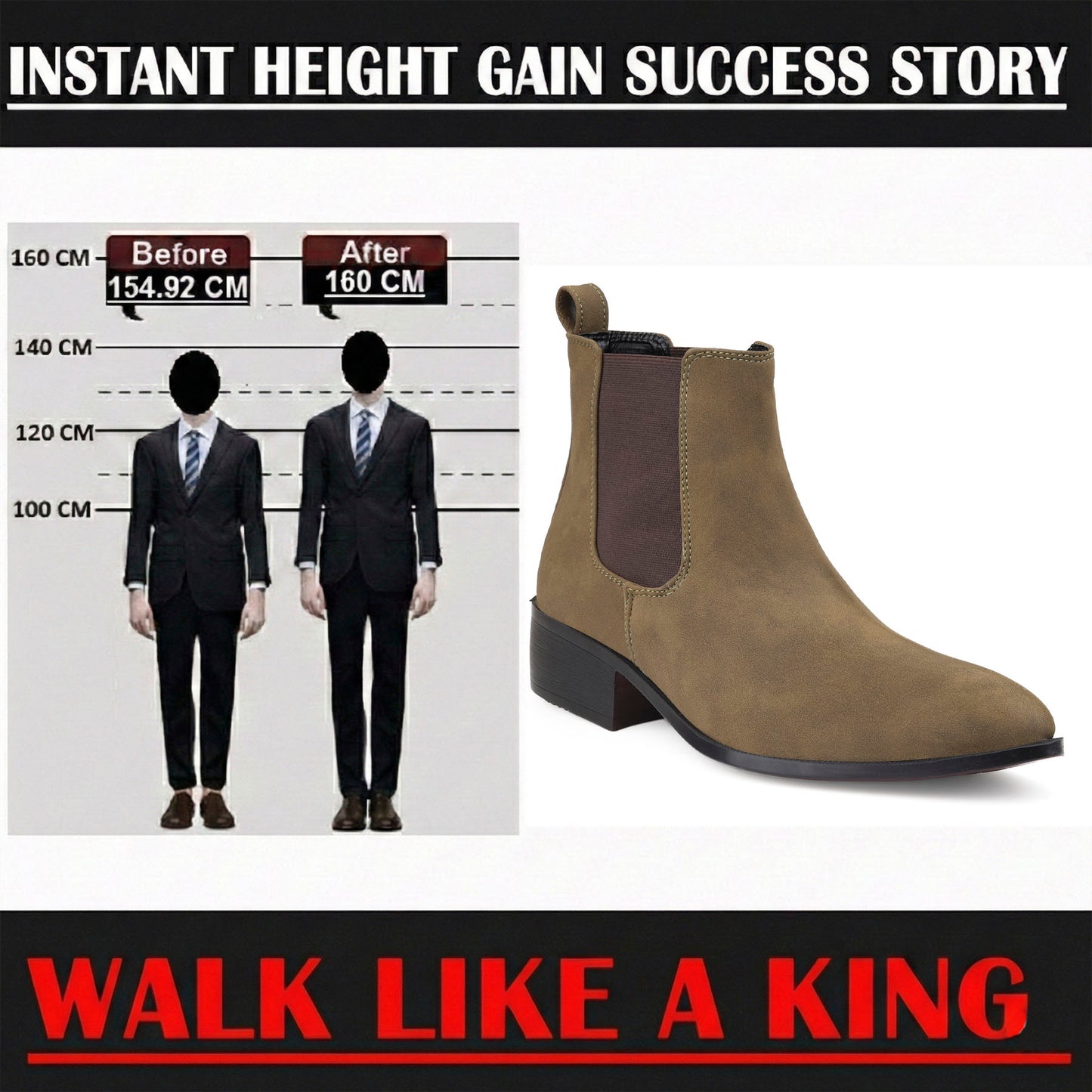 Bxxy Smart Casual Men’s Boots with 4.5cm Heel Height