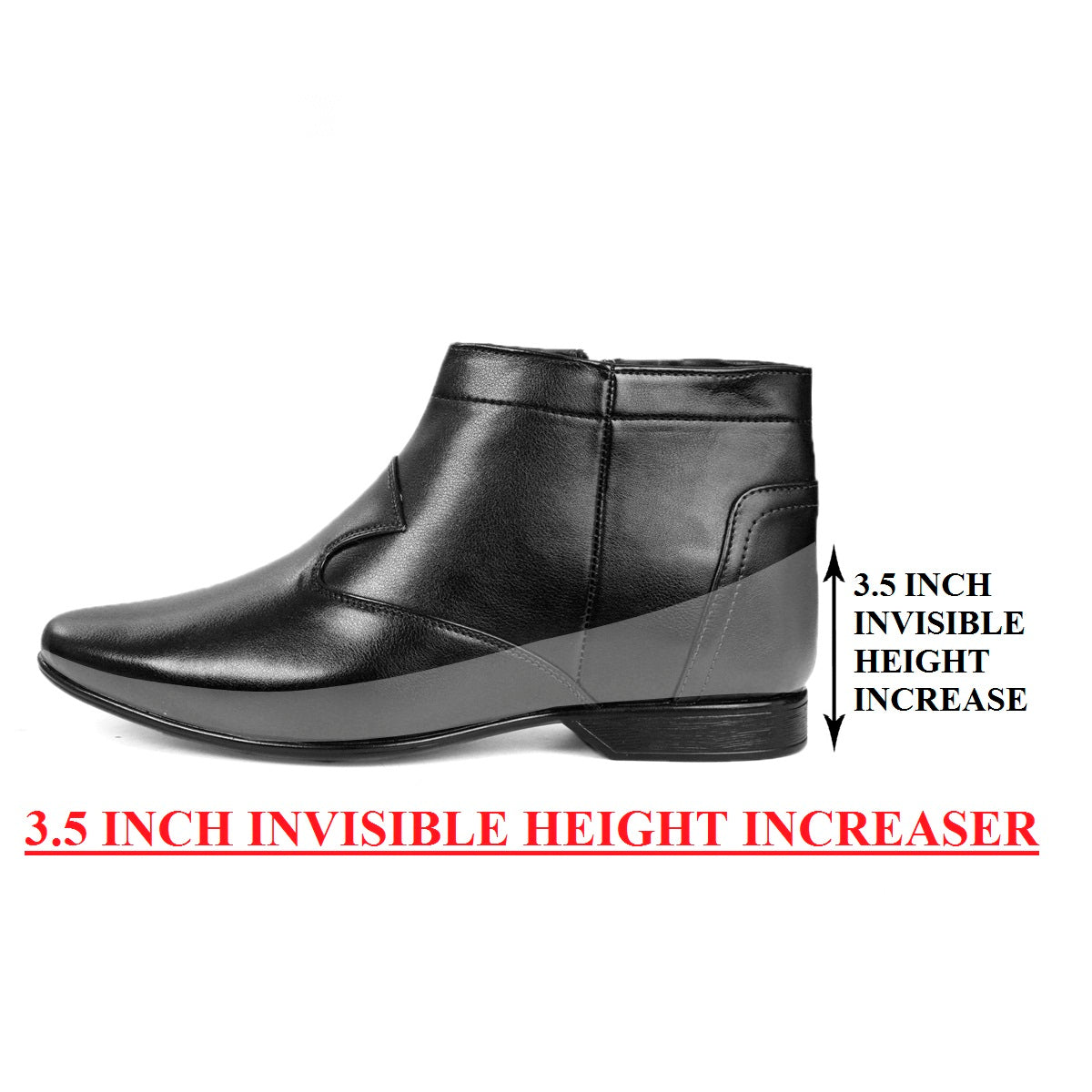 BXXY 9 cm (3.5 Inch) Height Increasing Formal and Casual Pu Leather Boots for All Occasions