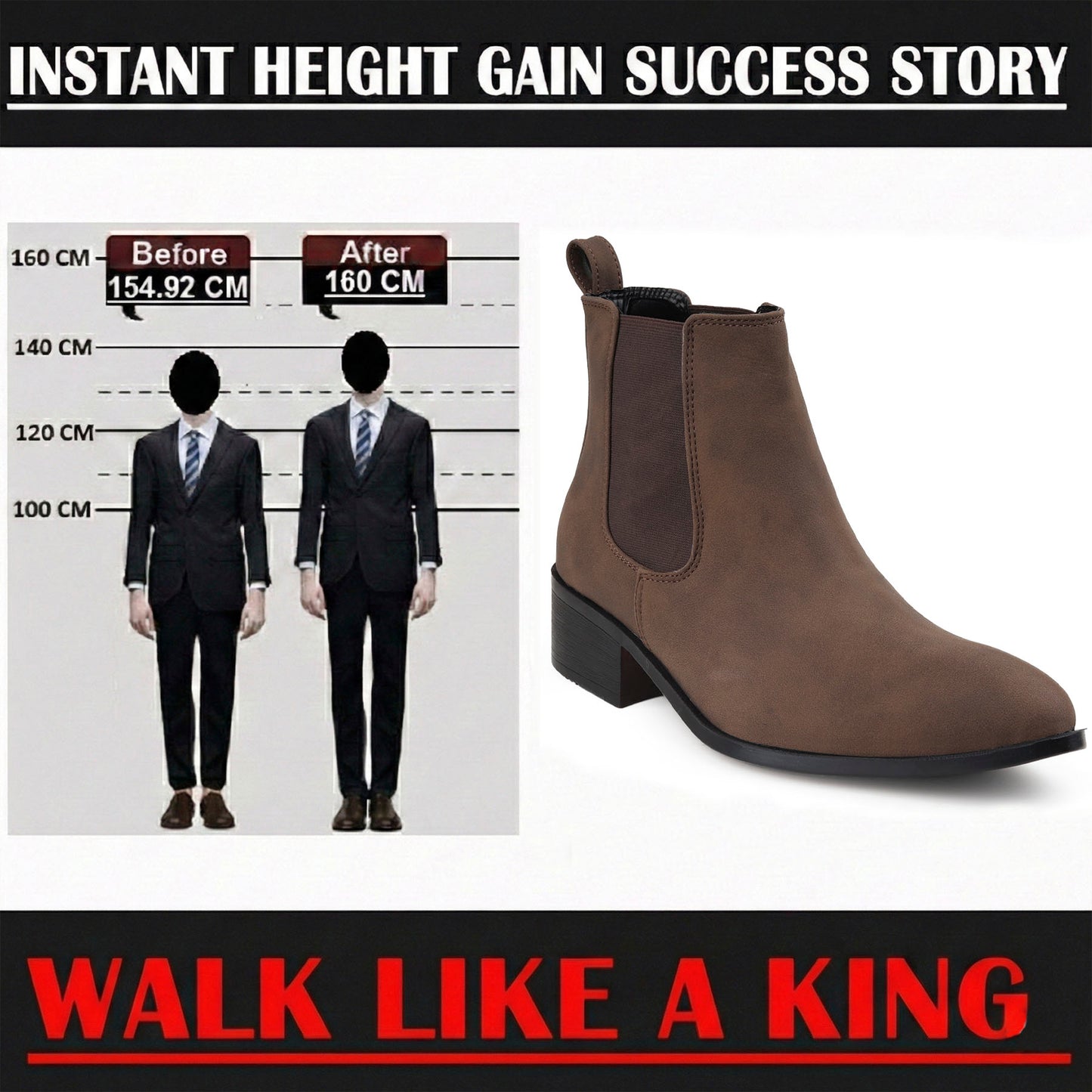 Bxxy Smart Casual Men’s Boots with 4.5cm Heel Height