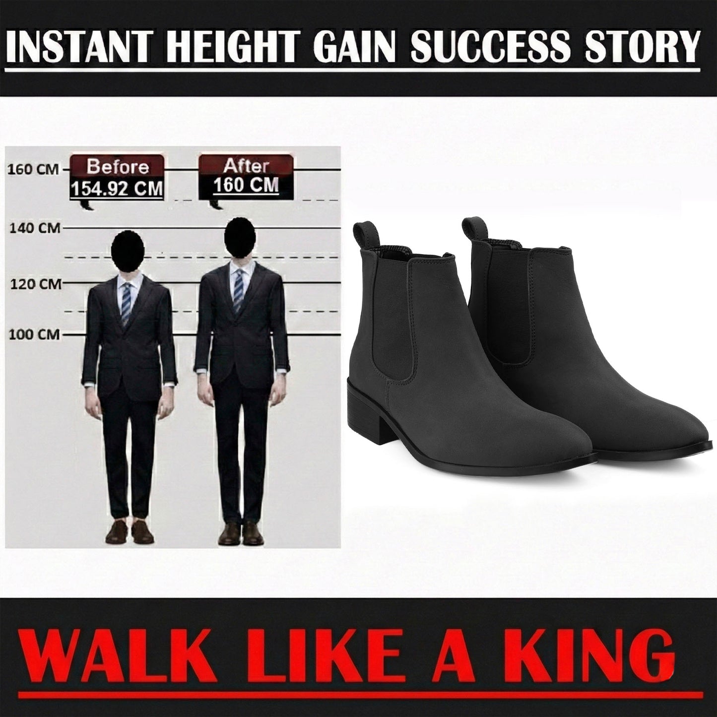 Bxxy Smart Casual Men’s Boots with 4.5cm Heel Height