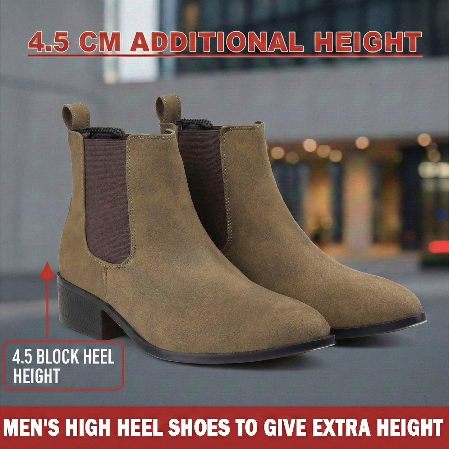 Bxxy Smart Casual Men’s Boots with 4.5cm Heel Height