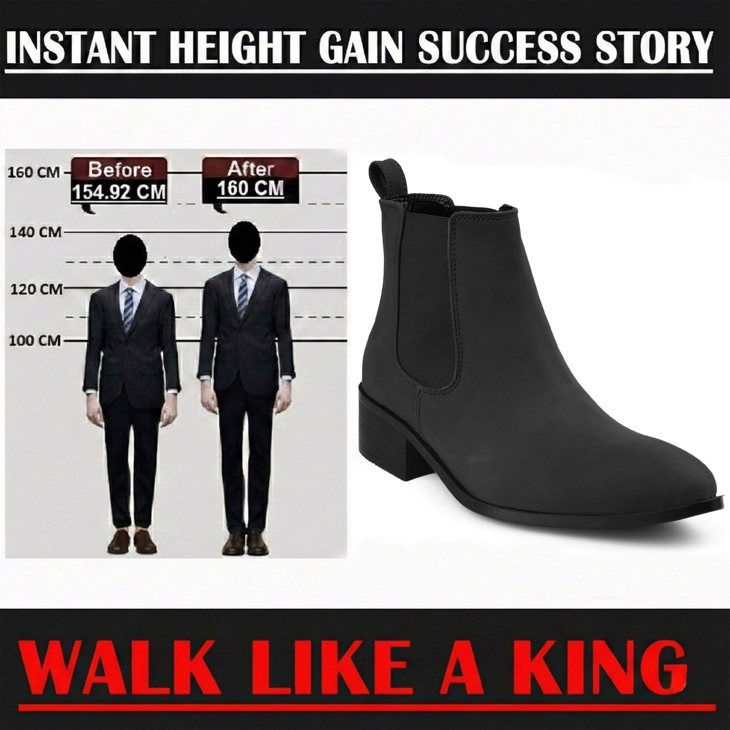 Bxxy Smart Casual Men’s Boots with 4.5cm Heel Height