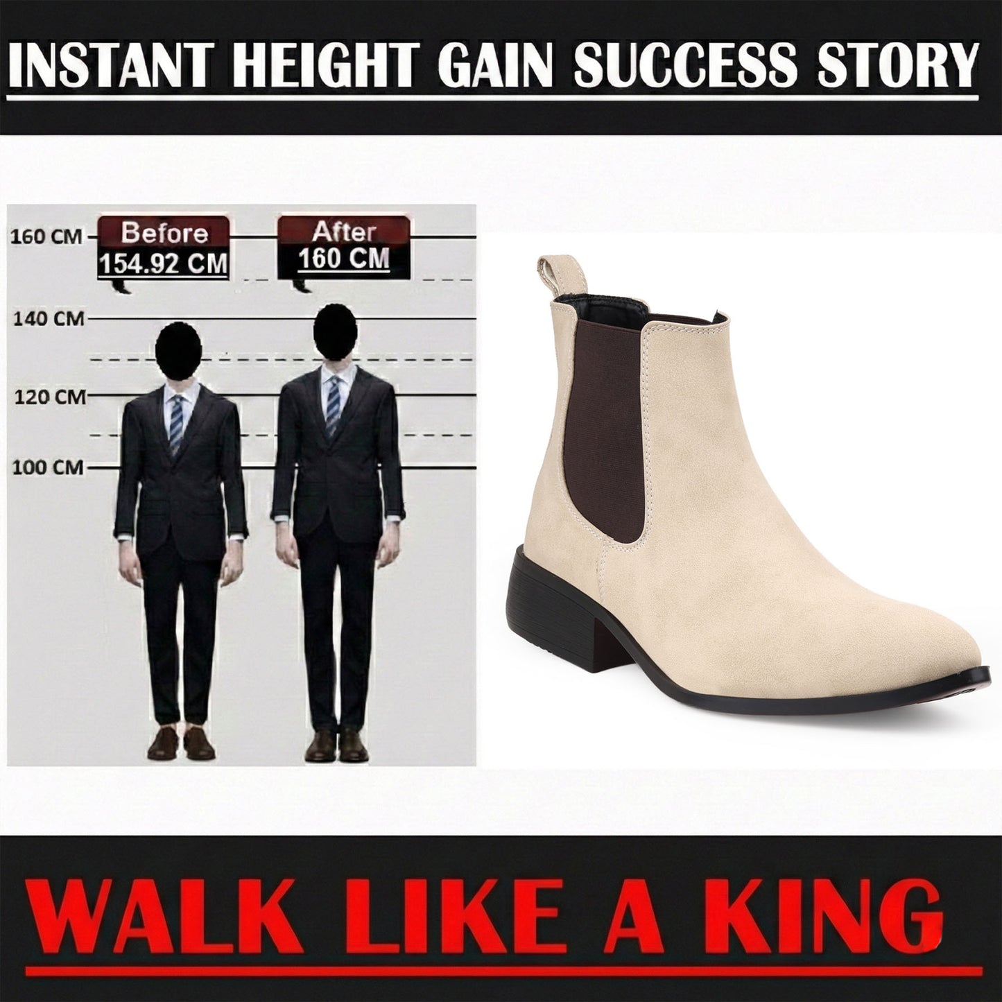 Bxxy Smart Casual Men’s Boots with 4.5cm Heel Height