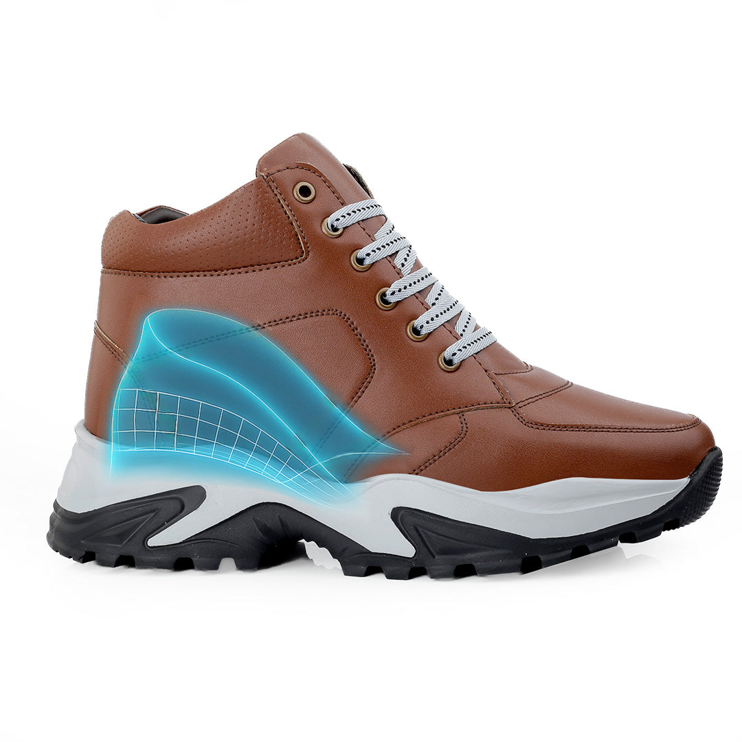 Stylish Lace-Up Shoes Tan - 3-Inch (7.62CM)