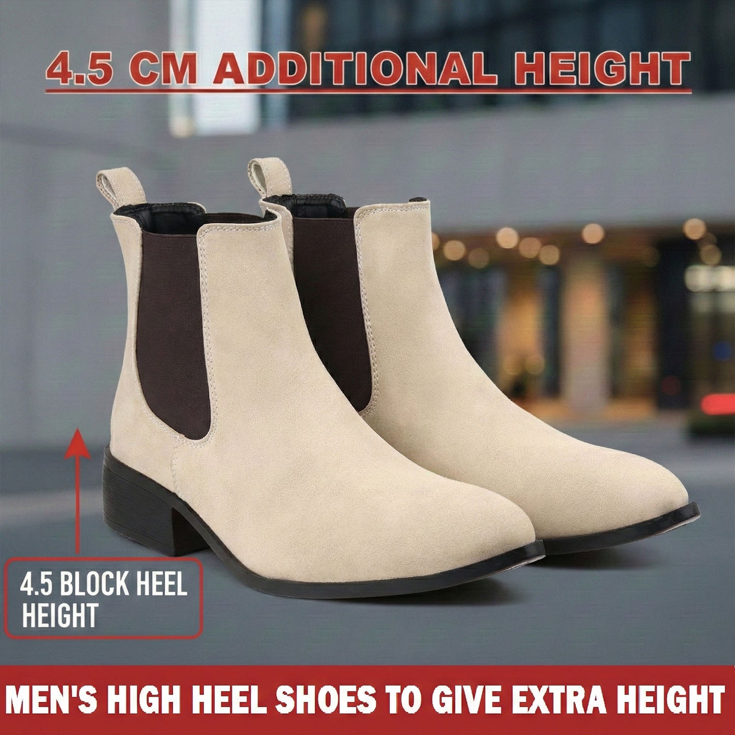 Bxxy Smart Casual Men’s Boots with 4.5cm Heel Height