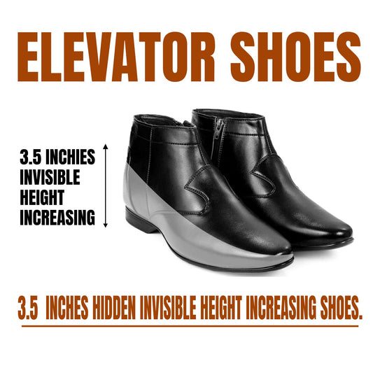 BXXY Mens 3.5 Inch Height Increasing Formal and Casual Pu Leather Boots for All Occasions