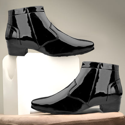 Men's Formal Elevator Boots – Add 5 to 6 cm (2") Height – High Heel Patent Leather Shoes