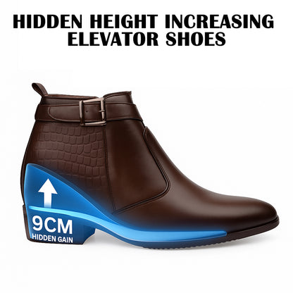 Executive Men’s Elevator Dress Boots – Hidden 9cm Height Boost