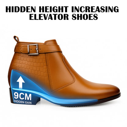 Executive Men’s Elevator Dress Boots – Hidden 9cm Height Boost