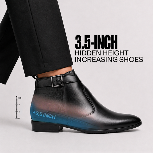 Executive Men’s Elevator Dress Boots – Hidden 9cm Height Boost - Black