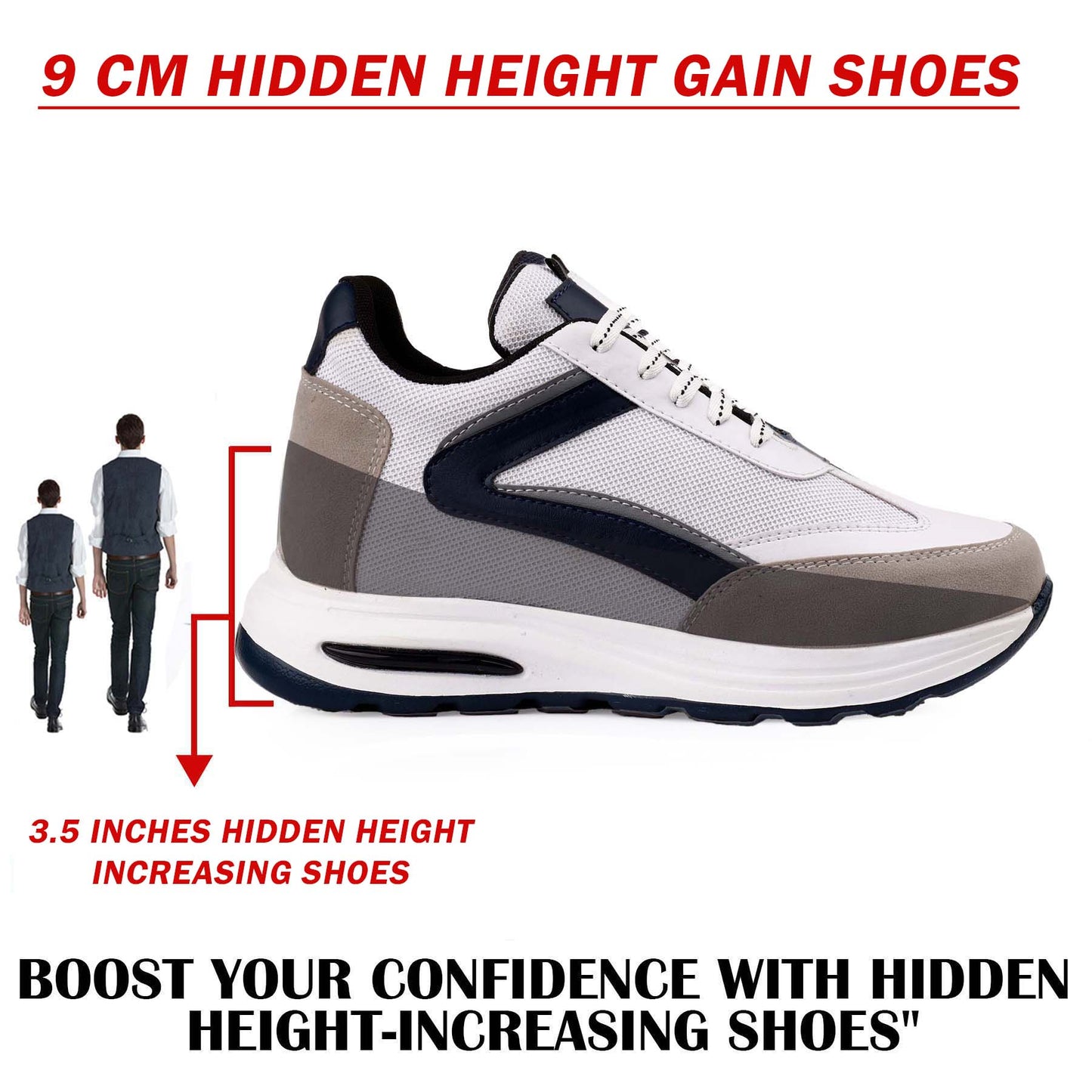 Bxxy Mens 9cm Height Increasing Sports Shoes Hidden Elevator Boost