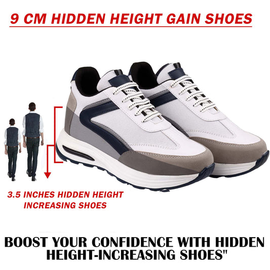 BXXY Mens 9cm Height Boost Sports Shoes Invisible Elevator Design All Day Comfort