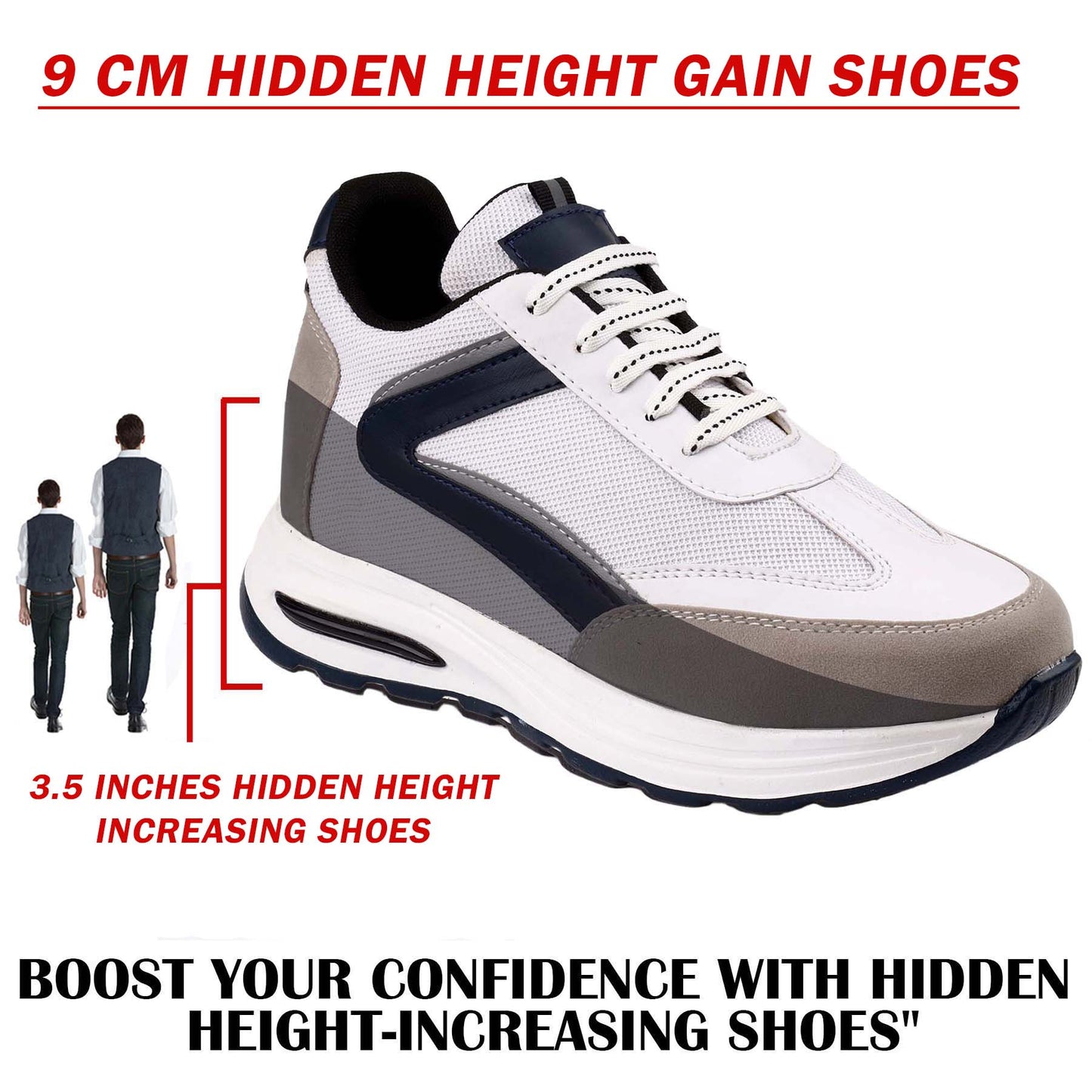 Bxxy Mens 9cm Height Increasing Sports Shoes Hidden Elevator Boost