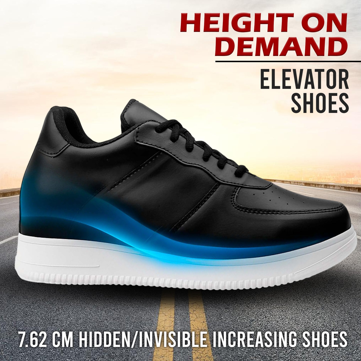 Mens Casual Elevator Shoes with Hidden 3 Inch Height Boost
