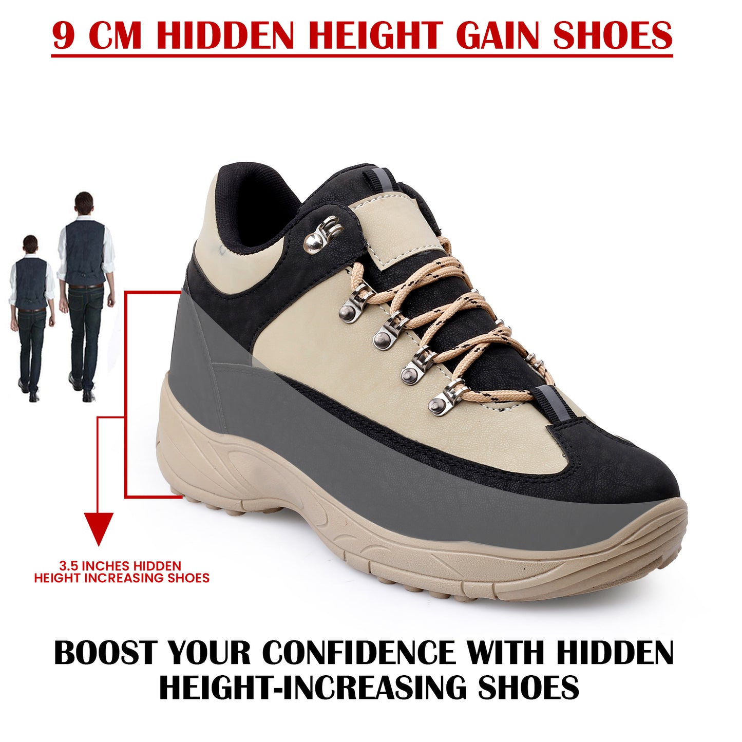 Men's 3.5 Inches Hidden Height Elevator Shoes – Discreet Lift, Premium Style