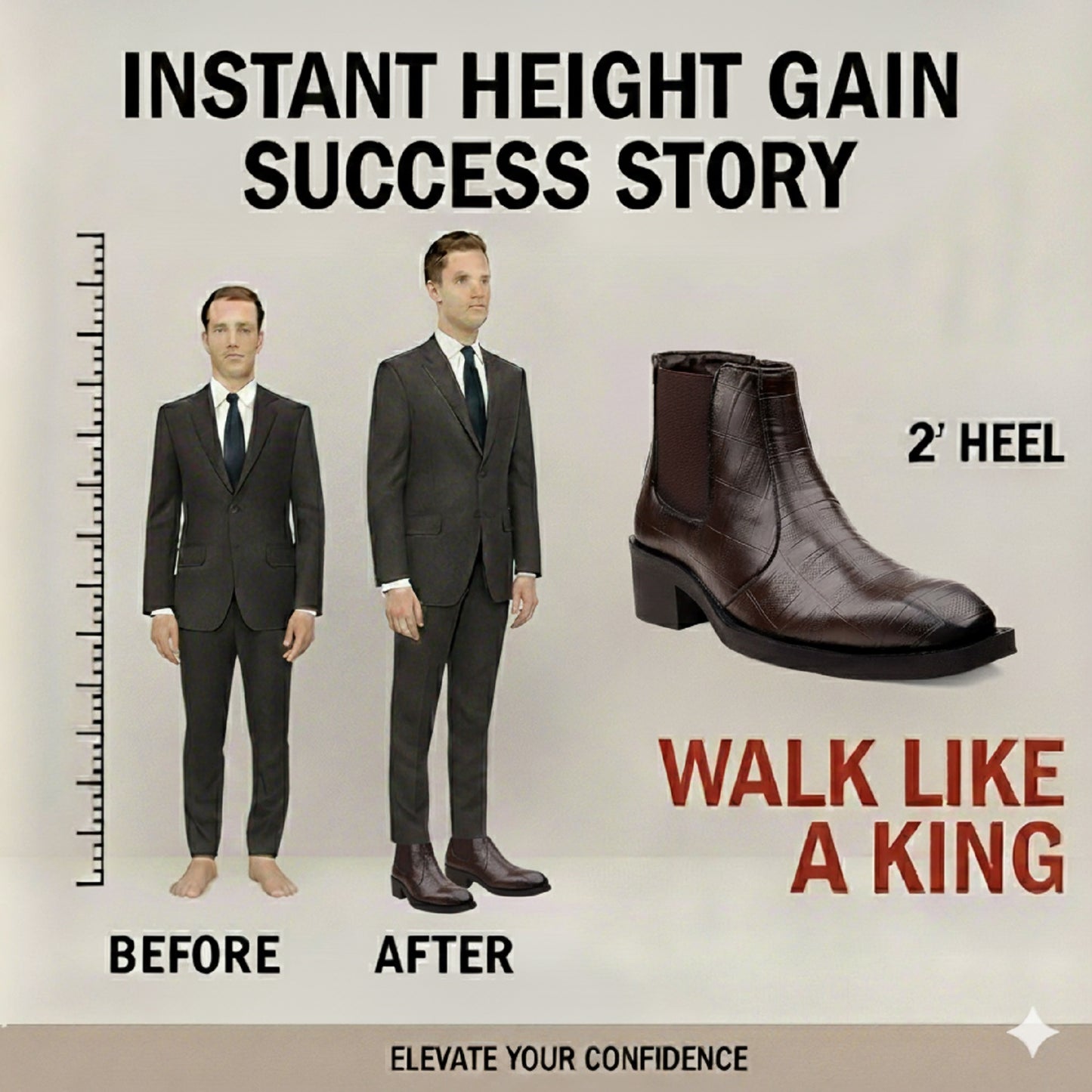 2-Inch Height Increasing Boots for Men | Hidden Lift, Premium Comfort