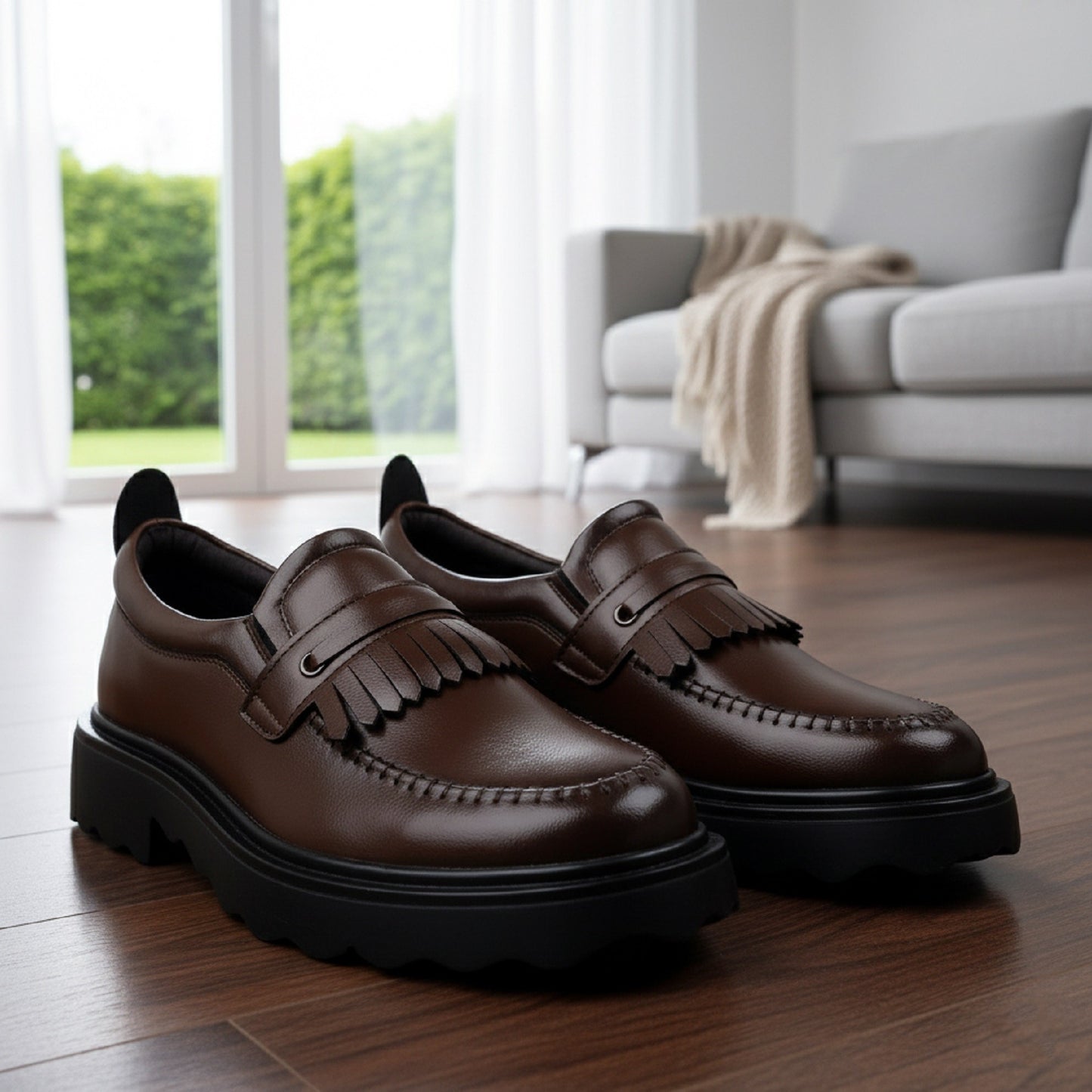 Men's Classic Tassel Loafers – Faux leatherSlip-On Dress Shoes