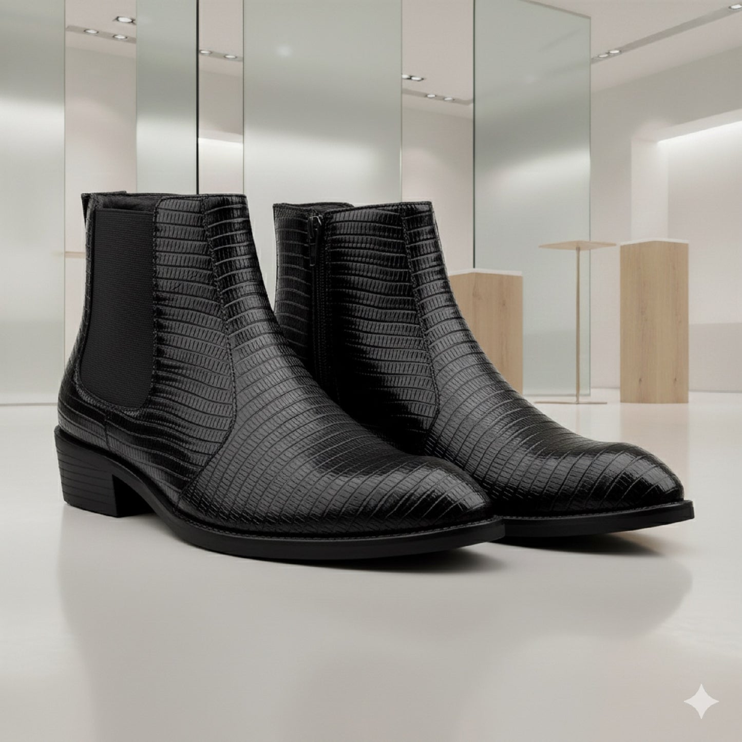 Classic Croc-Embossed Chelsea Boot for Modern Gentlemen