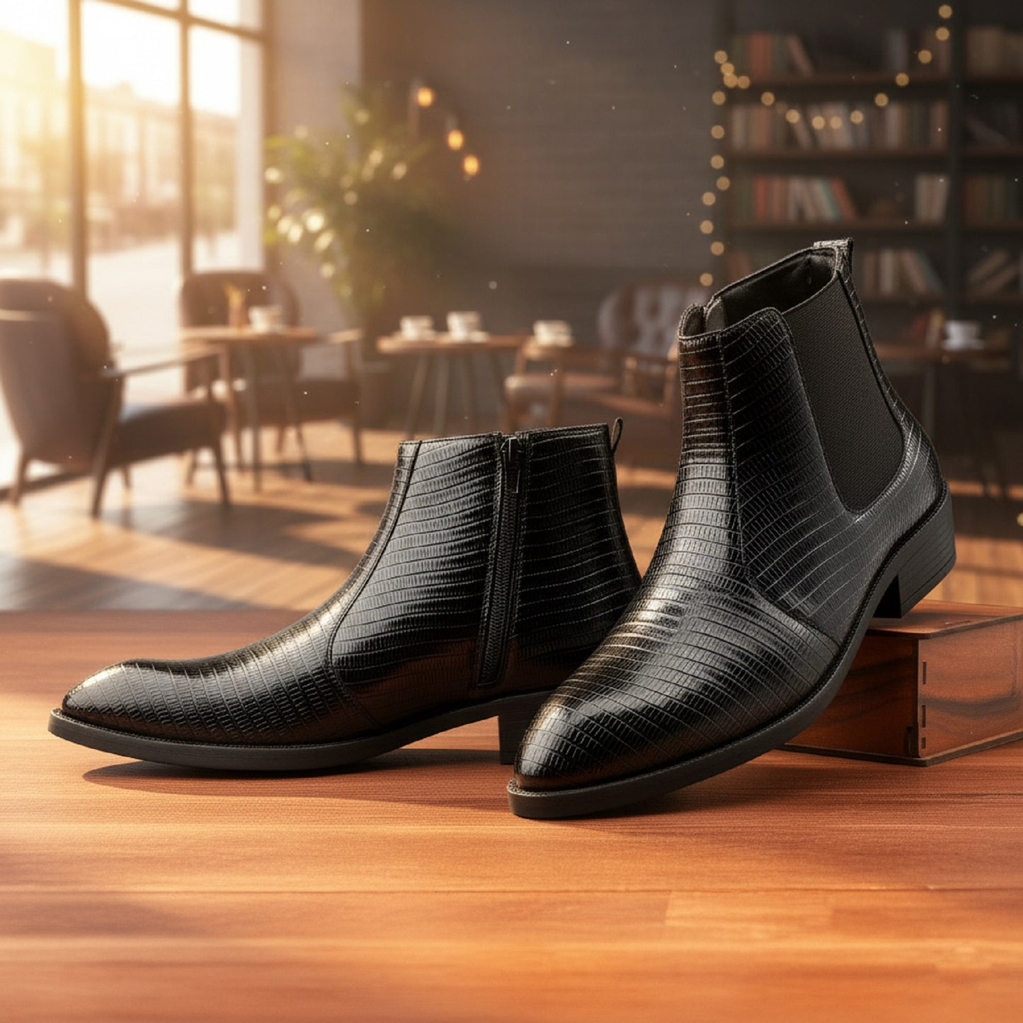 Classic Croc-Embossed Chelsea Boot for Modern Gentlemen