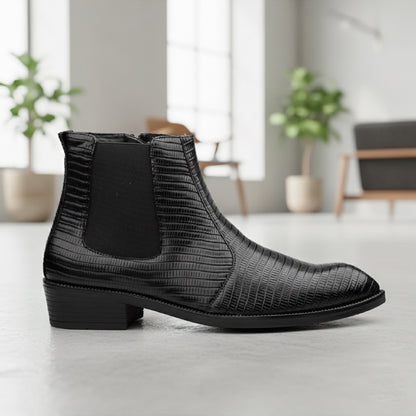 Classic Croc-Embossed Chelsea Boot for Modern Gentlemen