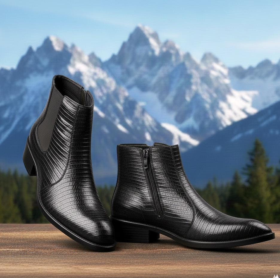 Classic Croc-Embossed Chelsea Boot for Modern Gentlemen