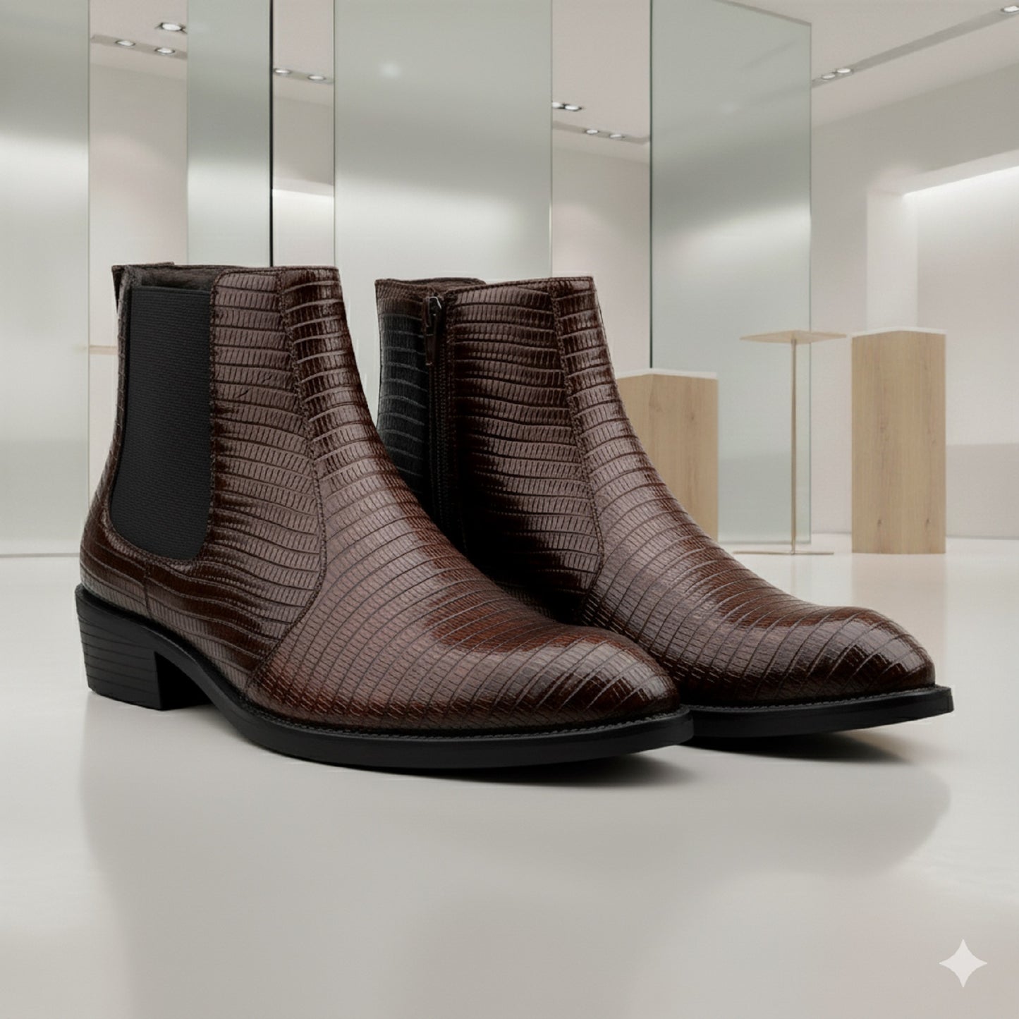 Classic Croc-Embossed Chelsea Boot for Modern Gentlemen