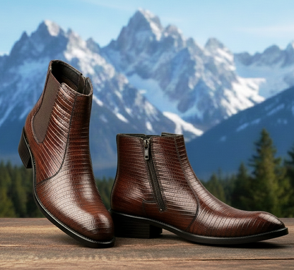 Classic Croc-Embossed Chelsea Boot for Modern Gentlemen