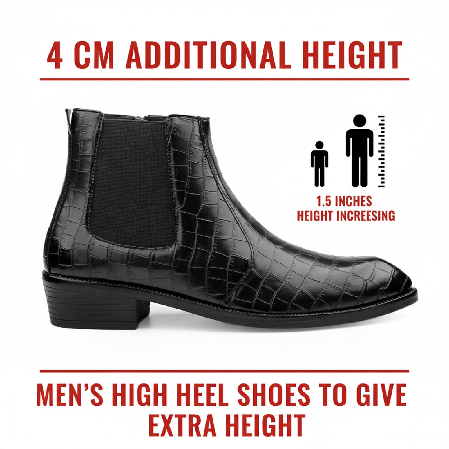 Men’s Designer Croc-Pattern Chelsea Boots – Premium Leather & Classic Style