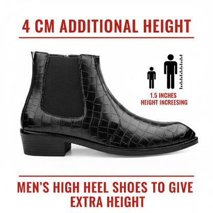 Men’s Designer Croc-Pattern Chelsea Boots – Premium Leather & Classic Style