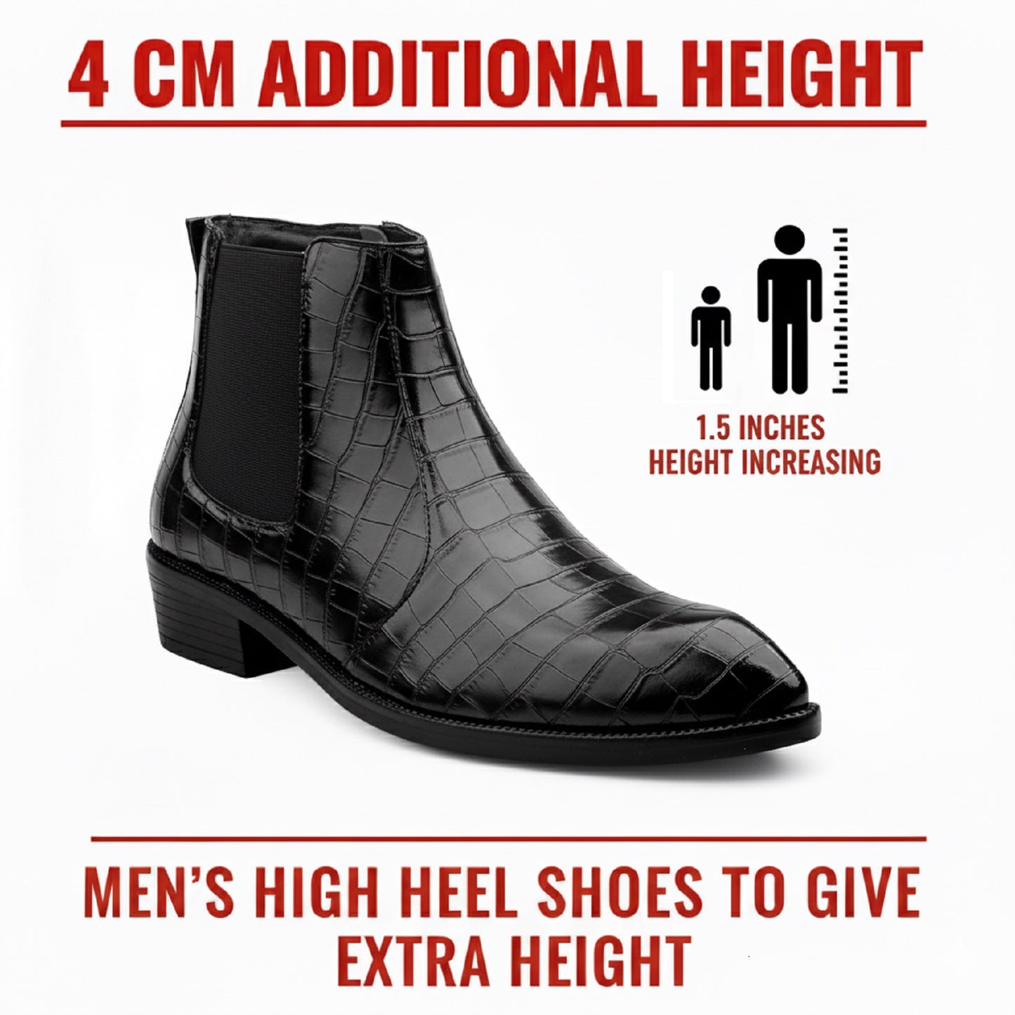 Men’s Designer Croc-Pattern Chelsea Boots – Premium Leather & Classic Style