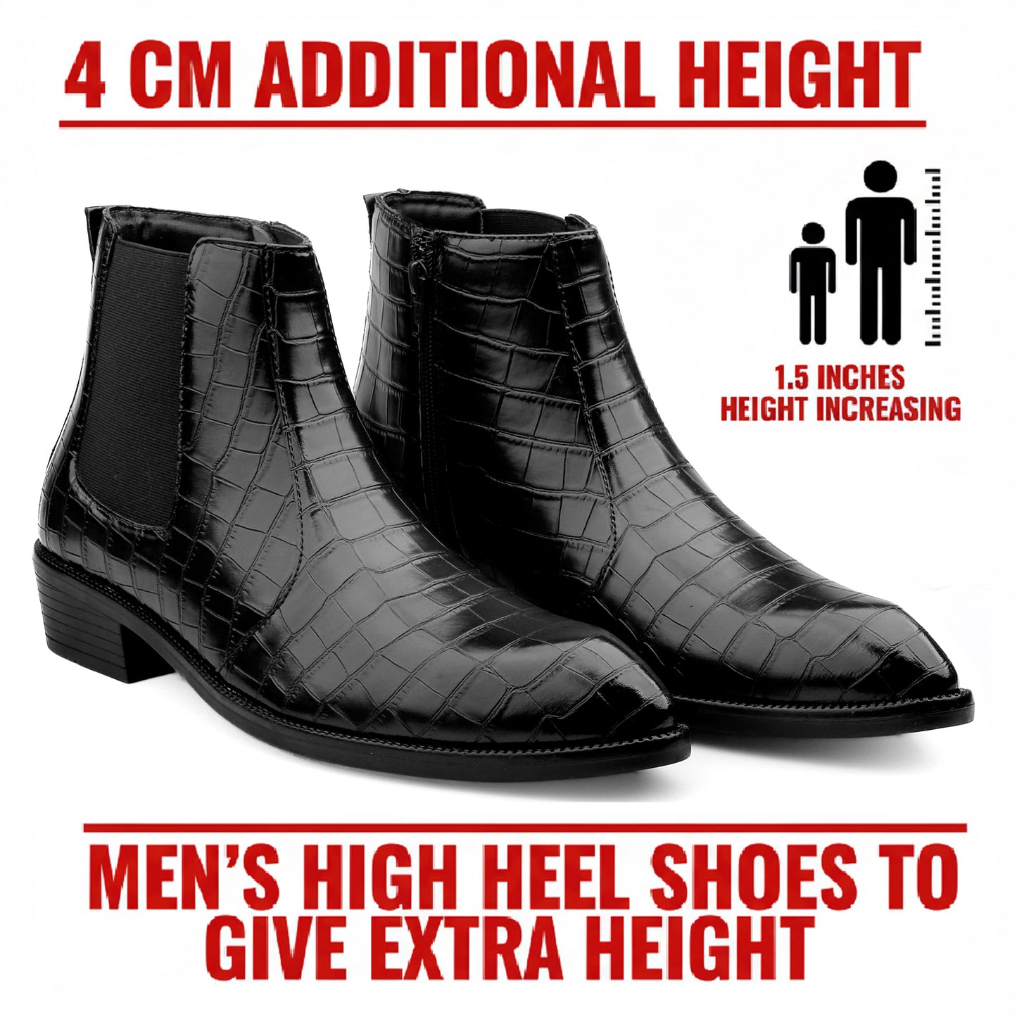 Men’s Designer Croc-Pattern Chelsea Boots – Premium Leather & Classic Style