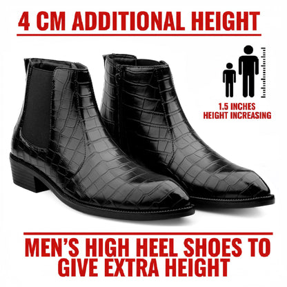 Men’s Croc-Pattern Height-Boost Chelsea Boots – Step Taller, Look Sharper