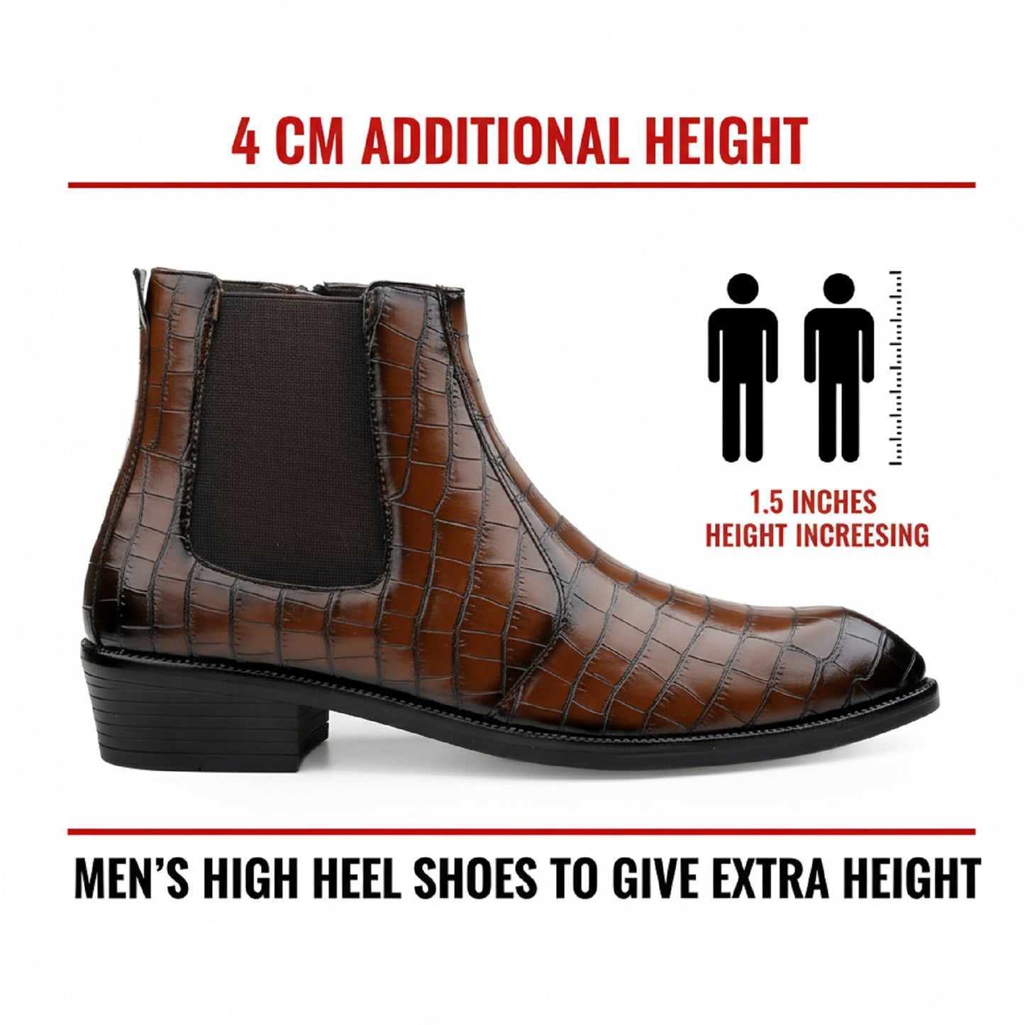 Men’s Designer Croc-Pattern Chelsea Boots – Premium Leather & Classic Style