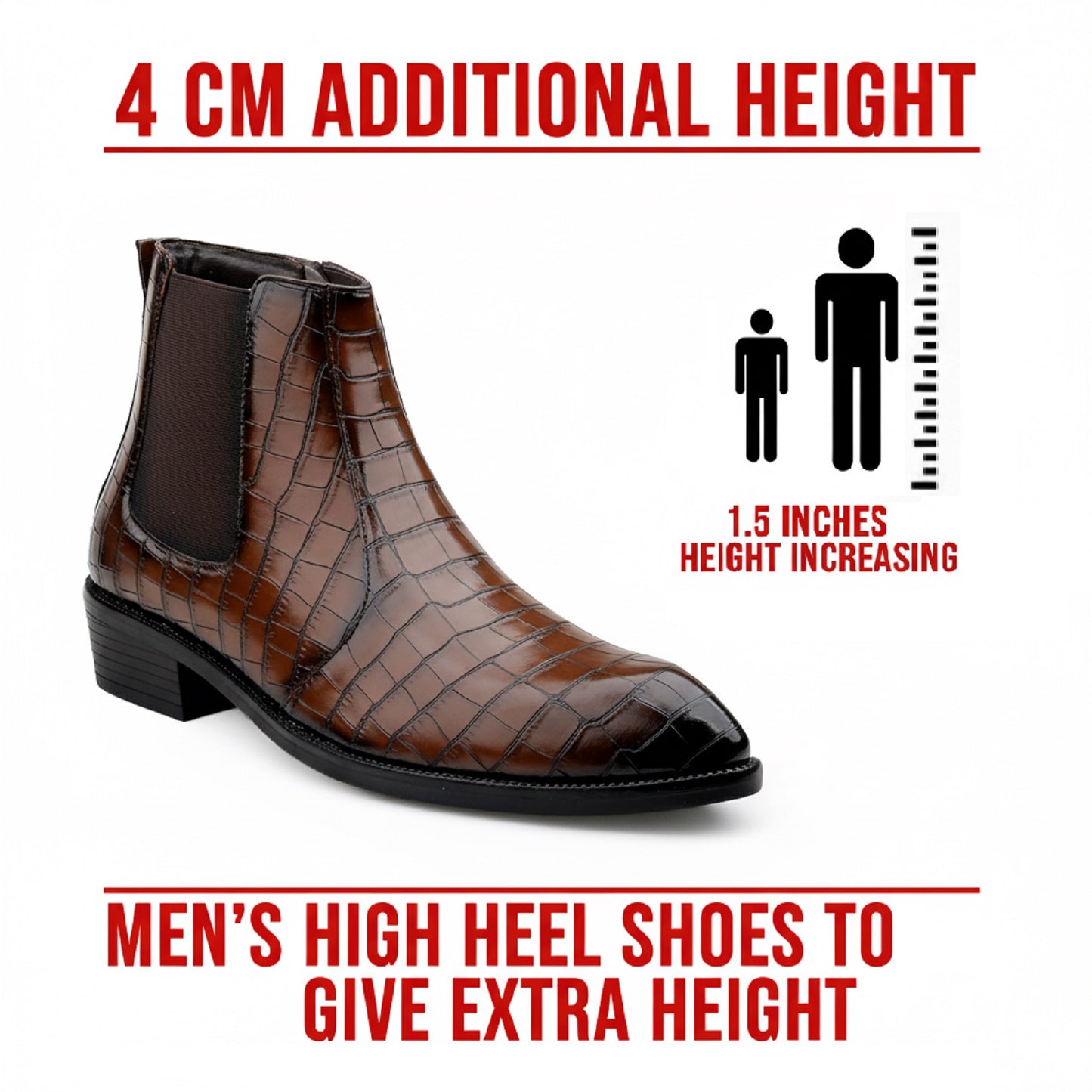 Men’s Designer Croc-Pattern Chelsea Boots – Premium Leather & Classic Style