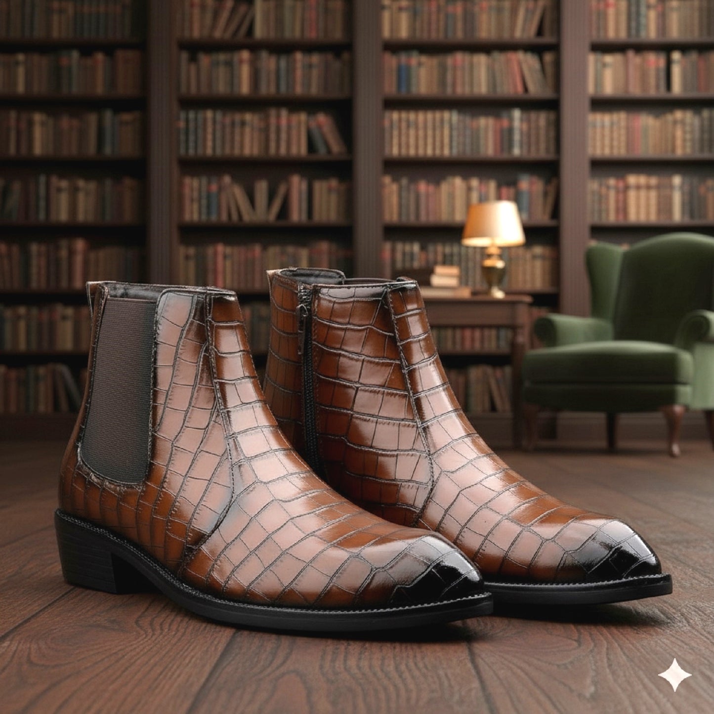 Men’s Croc-Pattern Height-Boost Chelsea Boots – Step Taller, Look Sharper