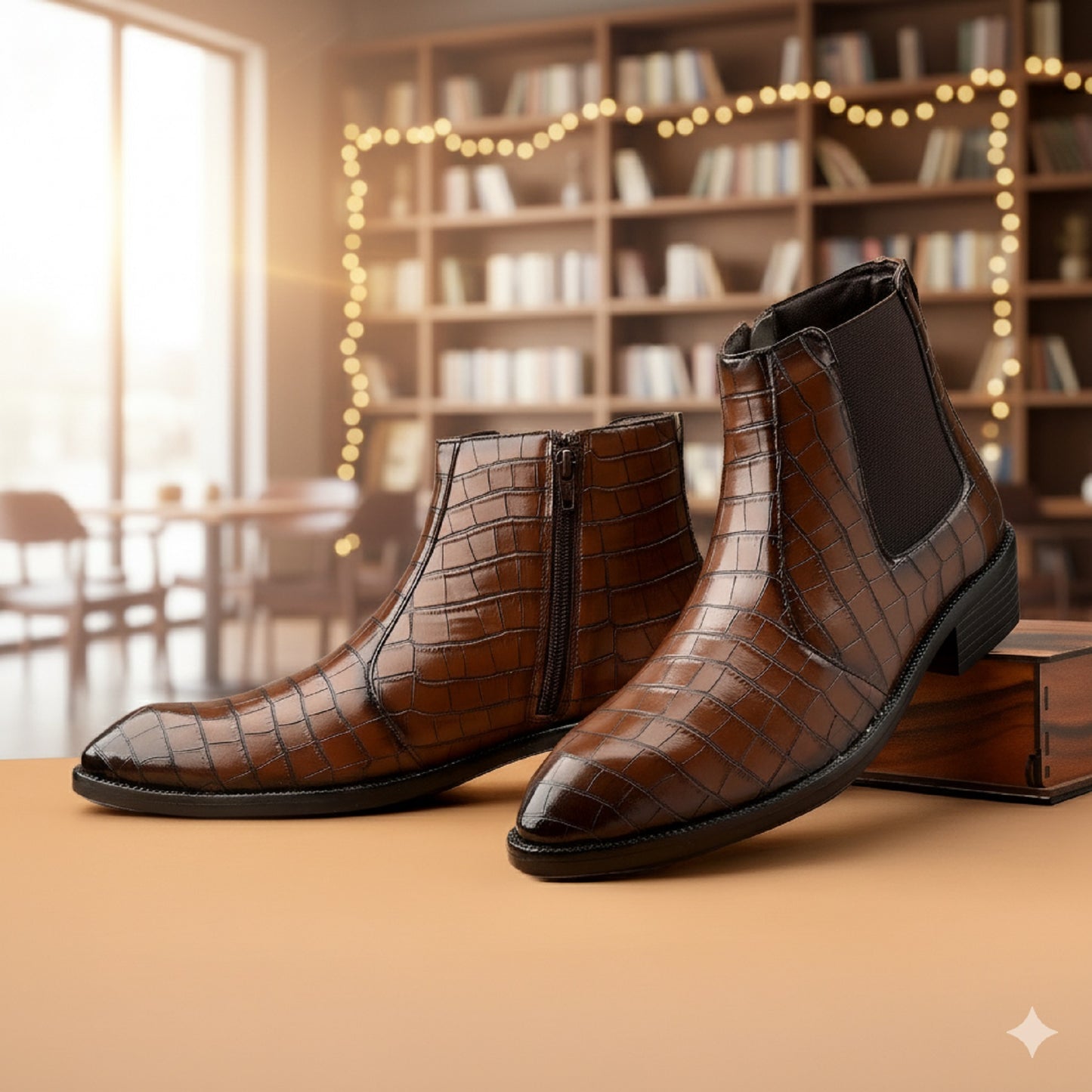 Men’s Croc-Pattern Height-Boost Chelsea Boots – Step Taller, Look Sharper