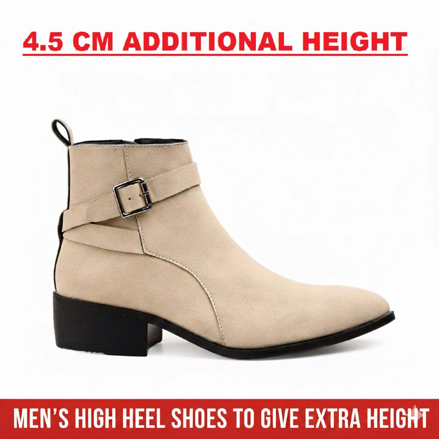 Height Boosting Men’s Boots – 4.5 CM Heel Fashion Ankle Shoes