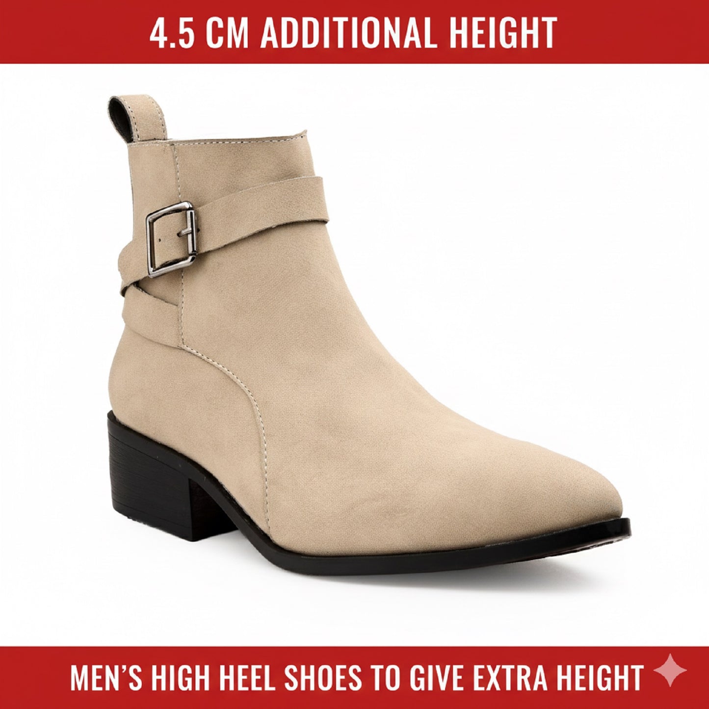 Height Boosting Men’s Boots – 4.5 CM Heel Fashion Ankle Shoes