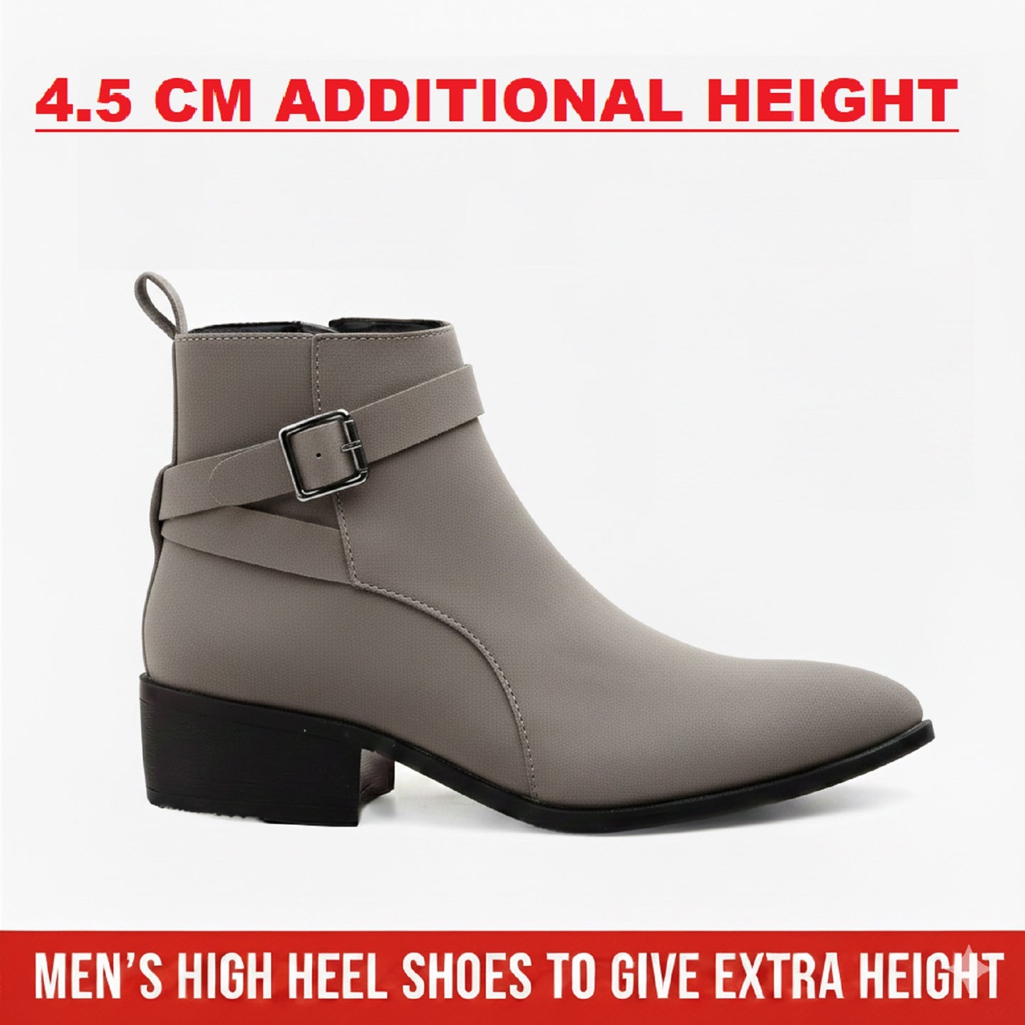 Height Boosting Men’s Boots – 4.5 CM Heel Fashion Ankle Shoes
