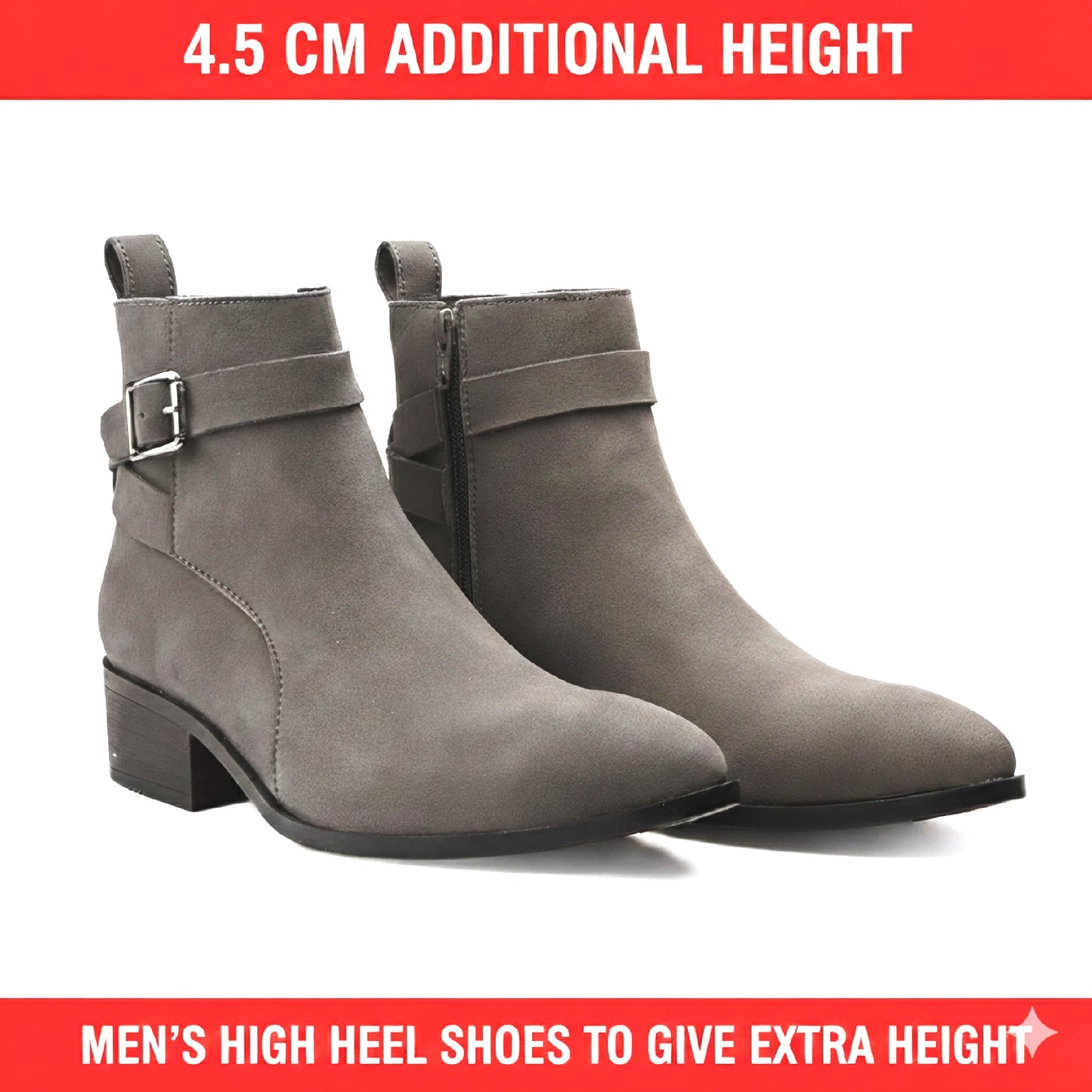 Height Boosting Men’s Boots – 4.5 CM Heel Fashion Ankle Shoes